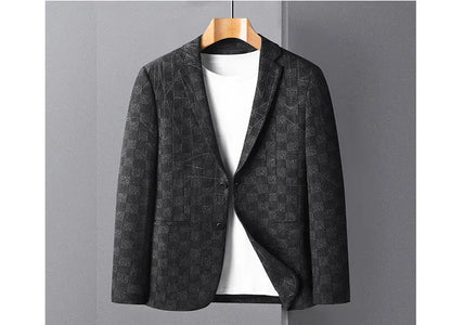 Blazer's New Men's Fashionable Business Wedding Banquet Casual Hosting Dress Showcases A High-end Middle-aged Gentleman Blazer