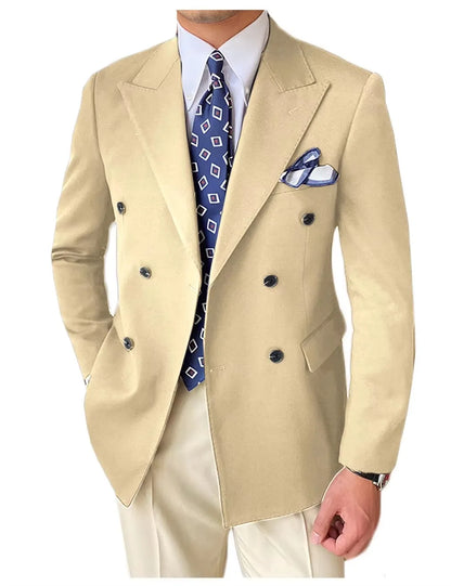 Wedding Men's Tuxedo Jacket Bridegroom Business Groom Wear Formal Party Blazer Double Breasted Peak Lapel XS-6XL One Coat