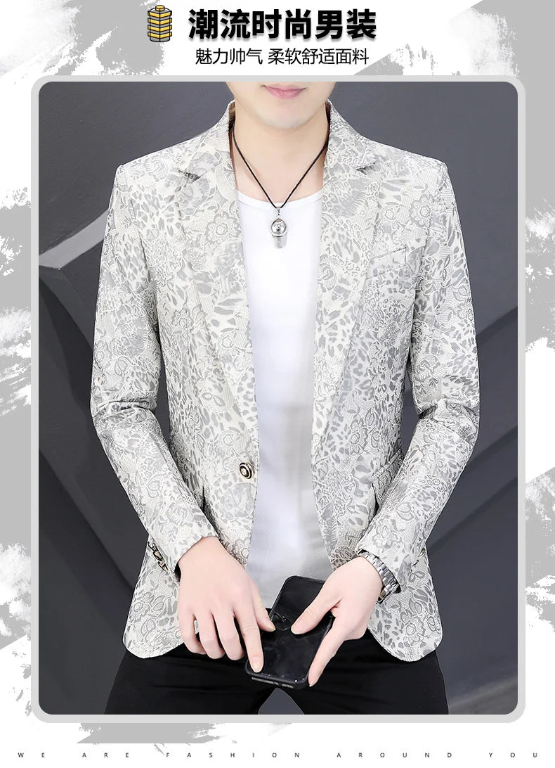 Brand Hot Stamping Casual Business Suit Jacket Men Retro Slim Fit Casual Suit Jackets Social Banquet Office Uniform Blazers 2026