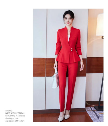 Long-Sleeved Suit for Women, Elegant Jacket and Trousers, Business and Work Uniform, Office Ladies, Special Fashion, 2025