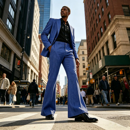 Men's 2-Piece Retro Flare Suit – Slim Fit Bell Bottom Blazer & Wide Leg Pants for Formal Occasions