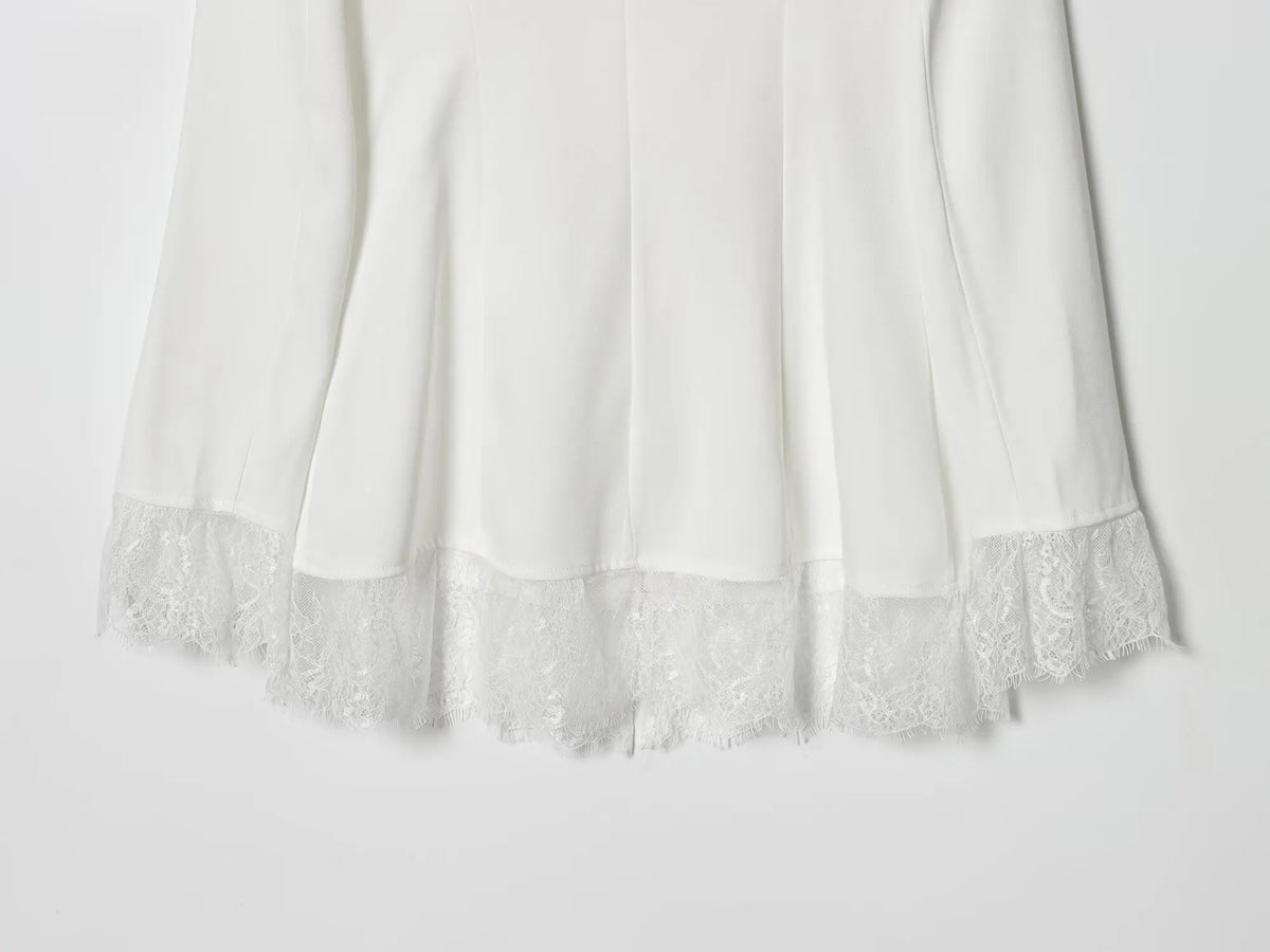 Woman Early Spring Fashion Long Sleeves Single Breasted Lace Patchwork Decoration Blazer Female Casual Slim Commuting Coat