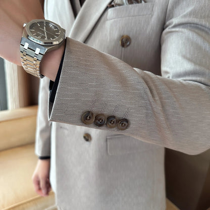Men's Double Breasted Three Piece Wedding Suit – Slim Fit Smart Casual