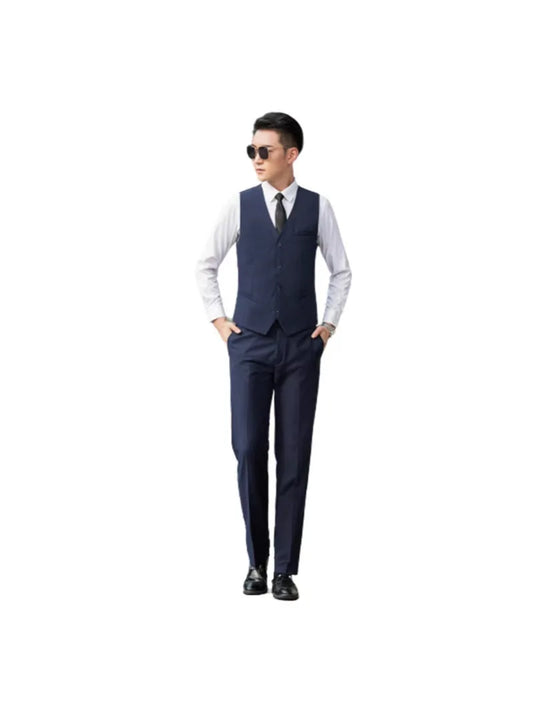 Men's Checkered Elastic Waistcoat Single Breasted Vest for Groom Groomsmen Wedding