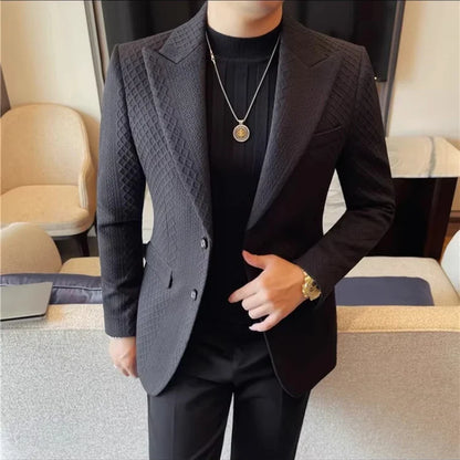 Autumn Winter Single Breasted Wedding Suit Jacket for Men Business Casual Slim Fit Blazers Banquet Party Social Suit Jackets