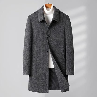 Mens Designer Knitted Wool Stretch Coat Casual Business Handsome Overcoat High Quality Fashion 2024
