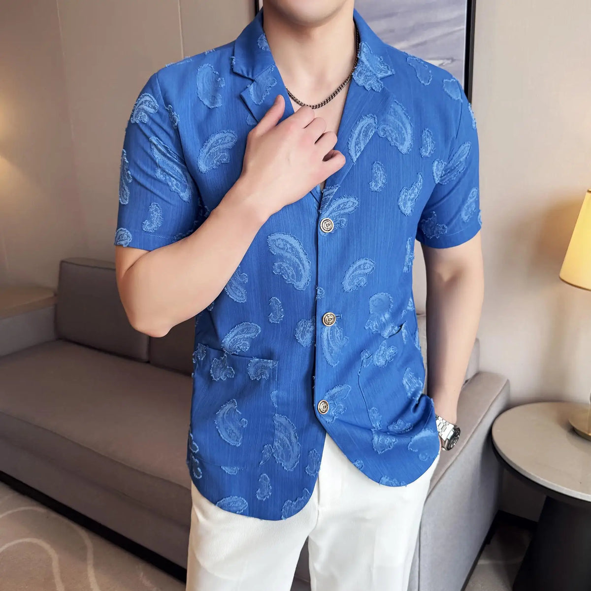 Summer Thin Ice Silk Without Lining Suit Coats 2025 New High-end Fashion Jacquard Casual Social Shirt Coat Men Clothing 4XL-M