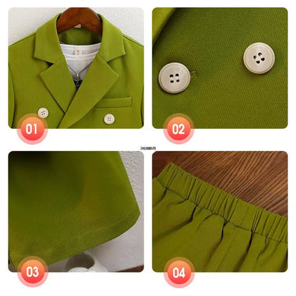 Boys Green Summer Photography Suit Kids Formal Wedding Dress Baby Birthday Dress Children's Day Performance Ceremony Costume