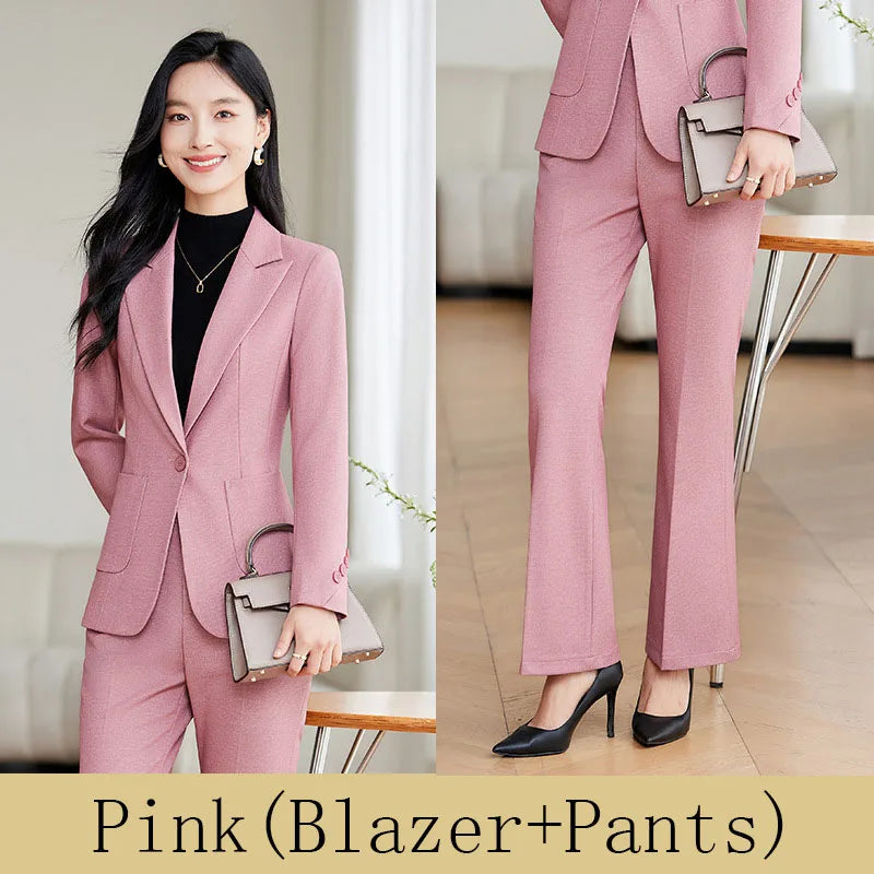 Brown Suits Women 2024 New Autumn High End Fashion Temperament Business Slim Blazer And Pants Sets Office Lady Work Wear