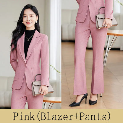 Brown Suits Women 2024 New Autumn High End Fashion Temperament Business Slim Blazer And Pants Sets Office Lady Work Wear