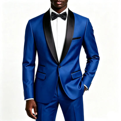 Men's 2 Pieces Suit Set, Slim Fit Tuxedo Suit for Wedding Groom, Business, Dinner Party, Prom, Banquet Occasions