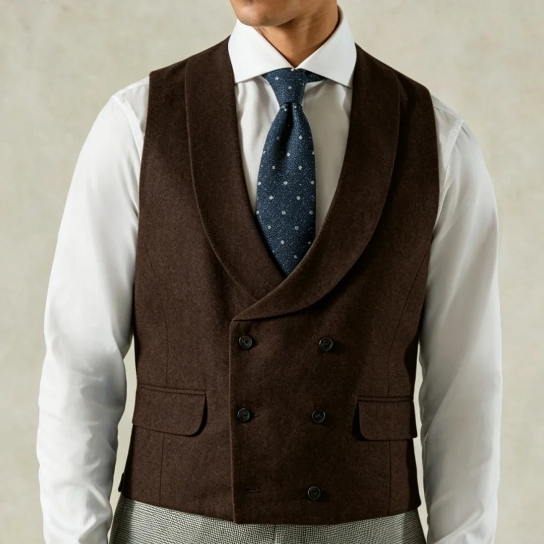 Men's Formal Vest Double-Breasted Lapel Waistcoat Pink Solid for Wedding & Business