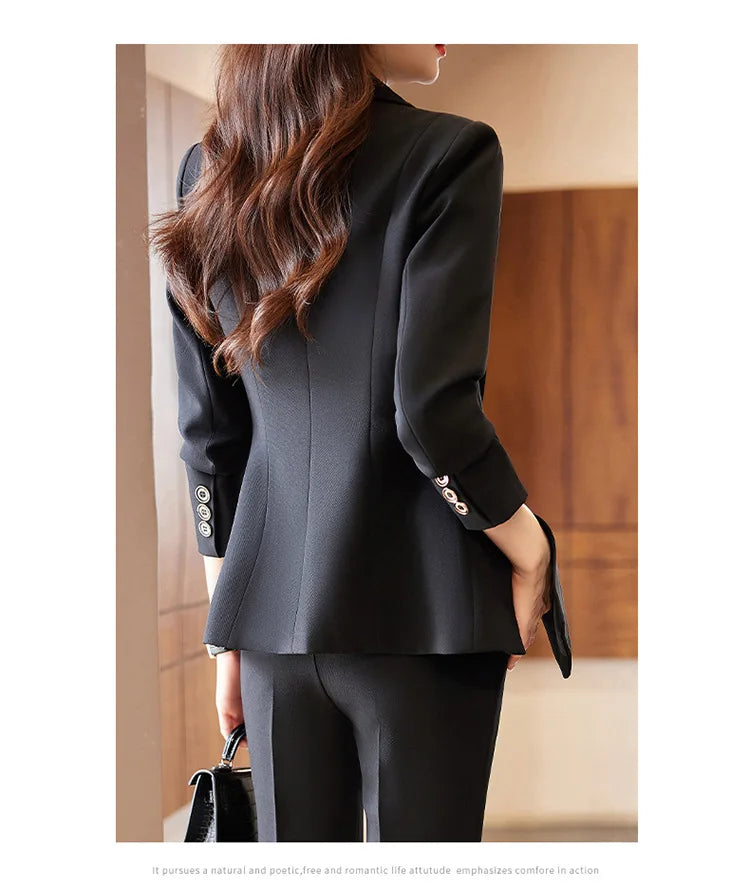 Women's Autumn New Fashion Professional Suit Matching Set 2023 Korean Elegant Casual Blazer Coat Pants Two-piece Female Clothing