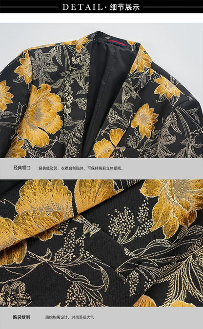 Men's High-Quality Fashion Suit Handsome Personality Stage Performance Banquet Business Casual Wear