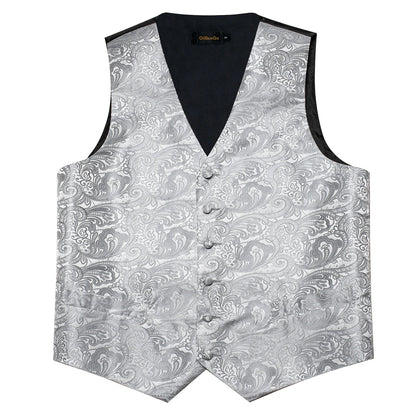 Men's Suit Vest Bow Tie Set – Formal Waistcoat with Necktie and Pocket Square for Weddings
