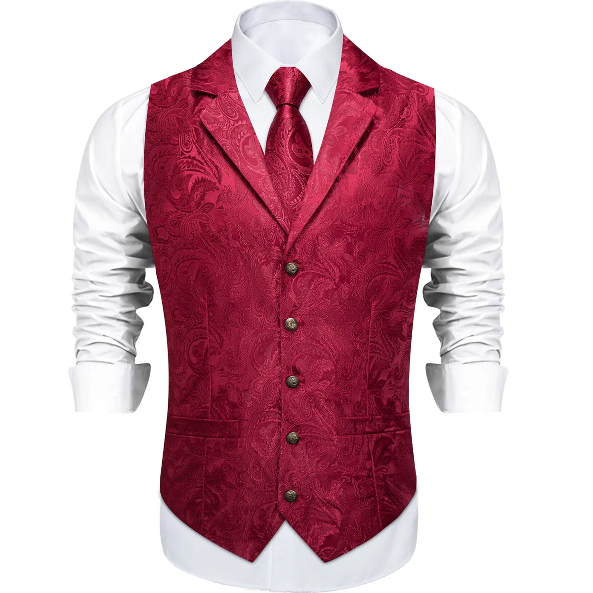 Men's Suit Vest & Tie Set – Paisley Jacquard Waistcoat for Weddings and Formal Occasions