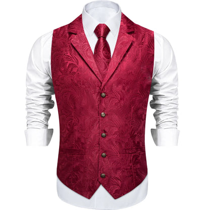 Men's Suit Vest & Tie Set – Paisley Jacquard Waistcoat for Weddings and Formal Occasions