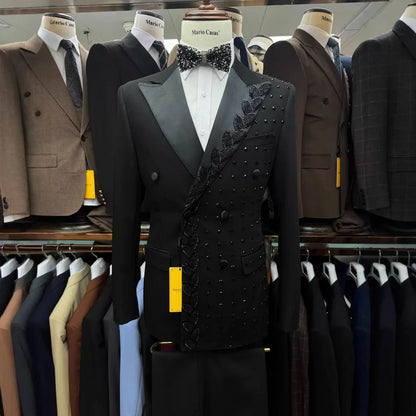 Men's Slim Fit 2-Piece Jacquard Suit – Black | Weddings, Banquets & Formal Events