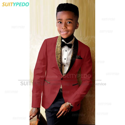 Formal Kid Boy's Suit Graduation Ceremony Host Blazer Pants Outfit Piano Performance Custome Suitable Children Elegant Attire