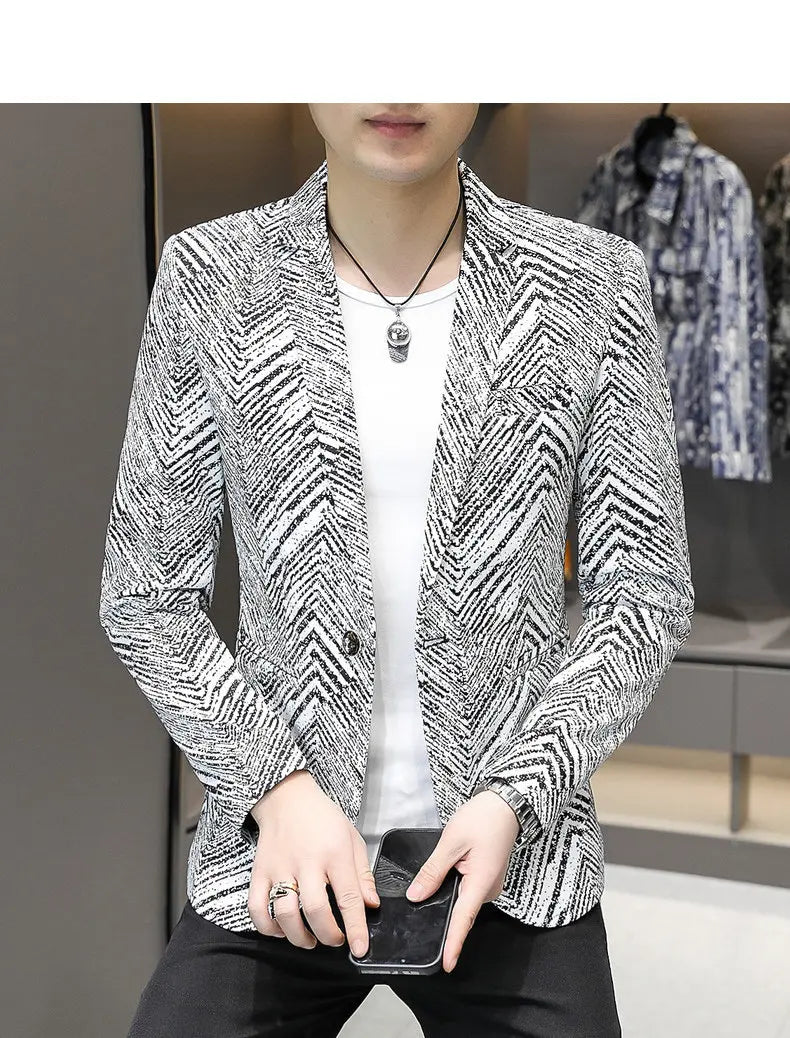 Blazer Men's Fashion Outdoor Travel Gentleman Wedding Slimming Business Versatile Trendy Casual Korean-style Formal Wear Blazer
