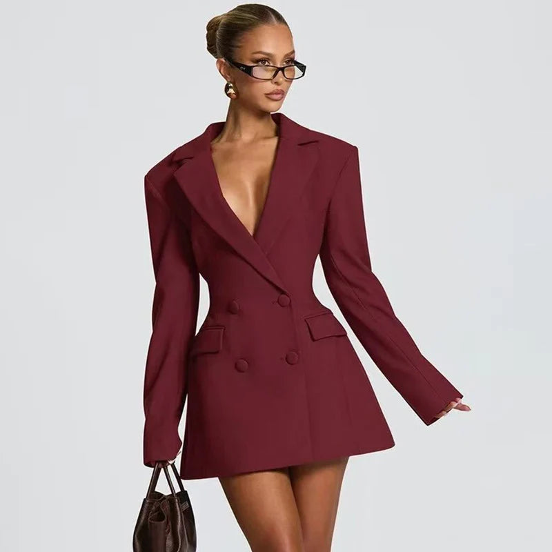 Elegant Women's Office Blazers Spring 2026 New Fashion Slim V-neck Warm Suits Jackets Chic Young Women's Travel Joker Coats