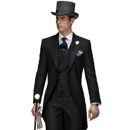 Costume de mariage pour homme 3 pièces violet, queue de pie, costume formel avec veste, pantalon, gilet - Ensemble de vêtements masculins tendance pour bal de promo