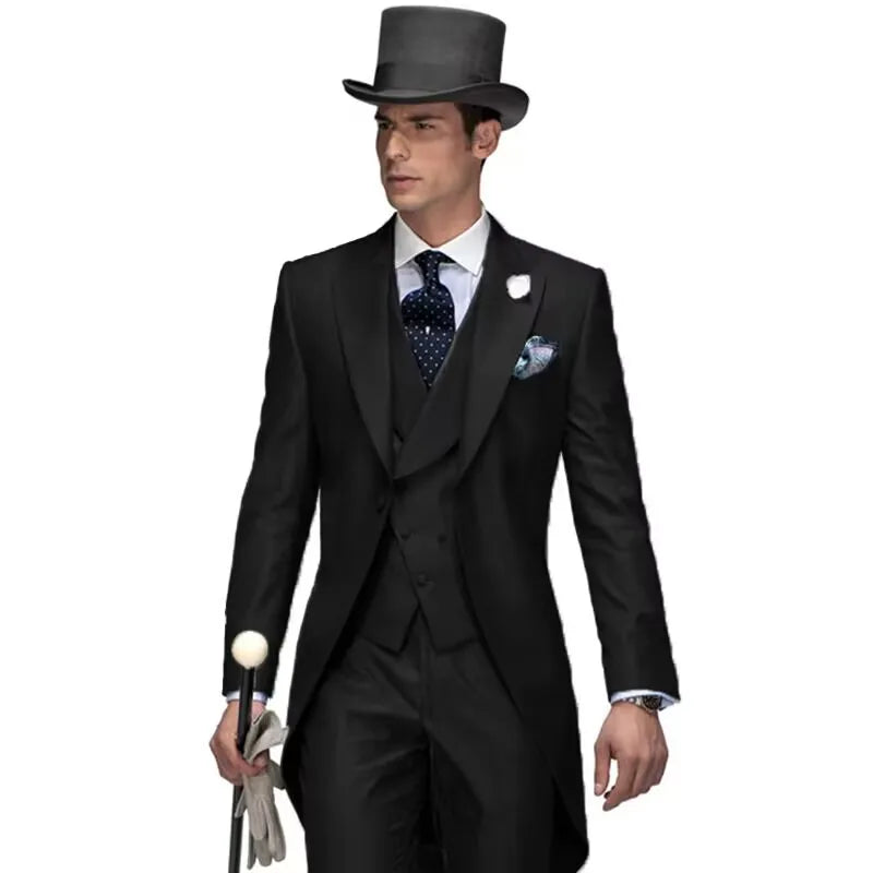 Costume de mariage pour homme 3 pièces violet, queue de pie, costume formel avec veste, pantalon, gilet - Ensemble de vêtements masculins tendance pour bal de promo