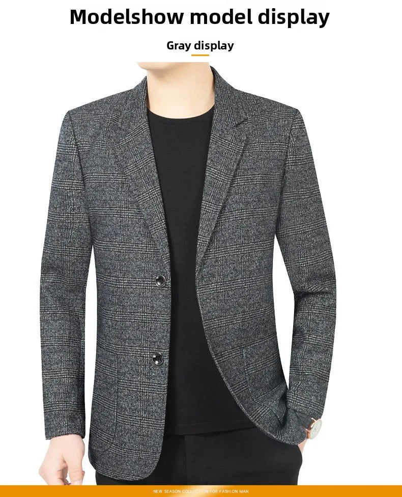 Blazer Men's Fashionable High-end Business-oriented Outdoor Gentleman's Trendy Checked Casual Wear for Hosting Weddings Blazer