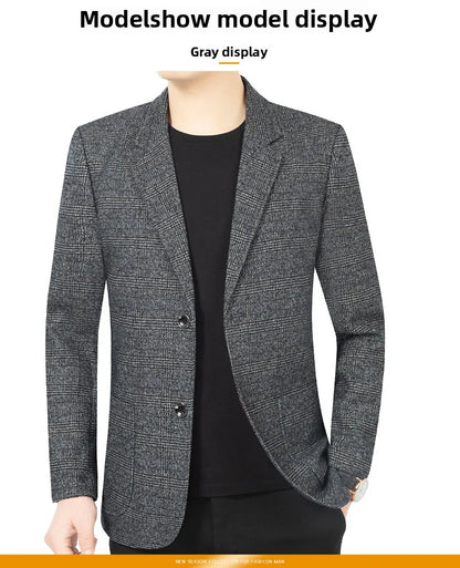 Blazer Men's Fashionable High-end Business-oriented Outdoor Gentleman's Trendy Checked Casual Wear for Hosting Weddings Blazer