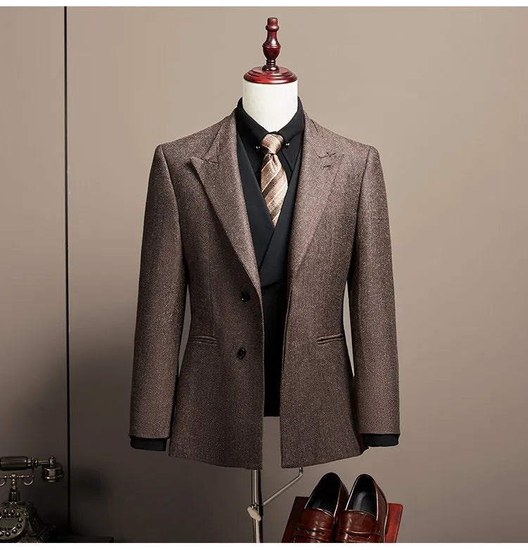 Men's Large Size Autumn Blazer – Smart Casual Polyester Suit Jacket