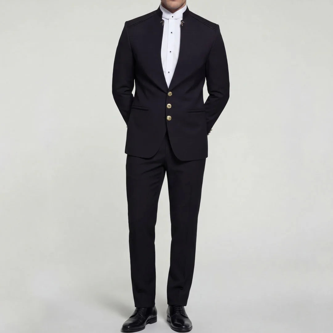 Men Suit 2 Pieces Black With Lapel Single Button Solid For Wedding Business Banquet Party Prom Office Daily Work Jacket Pants
