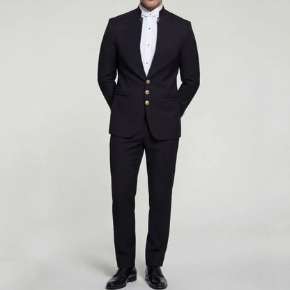 Men Suit 2 Pieces Black With Lapel Single Button Solid For Wedding Business Banquet Party Prom Office Daily Work Jacket Pants