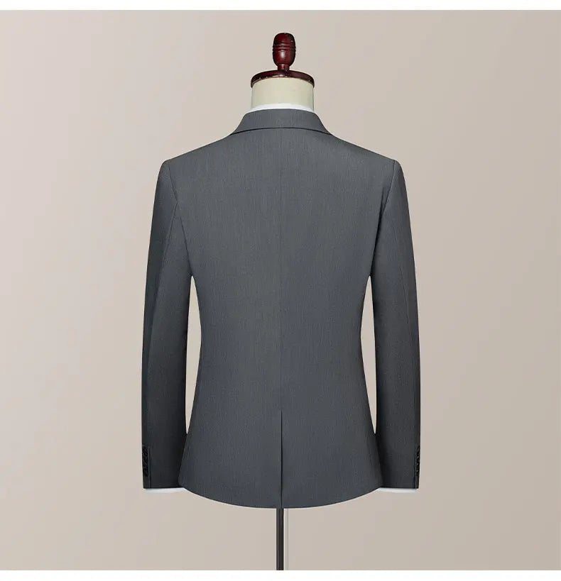 High-Quality Groom's Three-Piece Set Wedding Dress - Slim Fit British Style Business Casual Suit Vest Trousers for Men