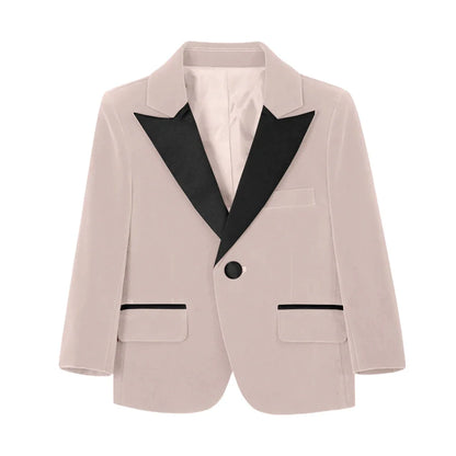 New Autumn Boys Handsome Velvet Jacket For School Performance High Quality Peak Lapel Kids Blazer Banquet Party Wear 2-20T