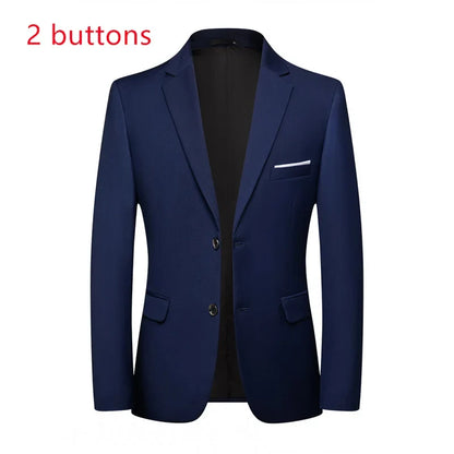Blazer Fashion Men Business Casual Solid Color British Style Wedding Gentleman Slim Professional Formal Suit Blazer