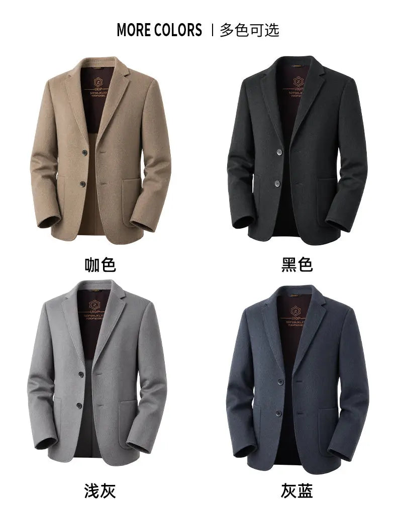 Men's Full Wool Double-Sided Tweed Casual Blazer Five Colors Single-Lining Autumn Winter Well-Structured Casual Business Suit Ja