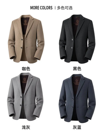 Men's Full Wool Double-Sided Tweed Casual Blazer Five Colors Single-Lining Autumn Winter Well-Structured Casual Business Suit Ja