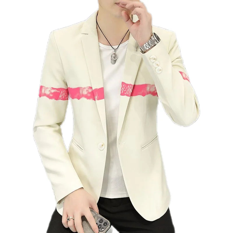 New Trendy Versatile Fashion Solid Color Korean Style Blazer Spring Autumn Casual Men's Slim Fit Handsome Suit Jacket Outerwear