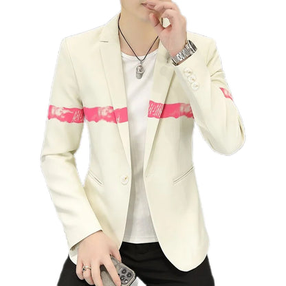 New Trendy Versatile Fashion Solid Color Korean Style Blazer Spring Autumn Casual Men's Slim Fit Handsome Suit Jacket Outerwear