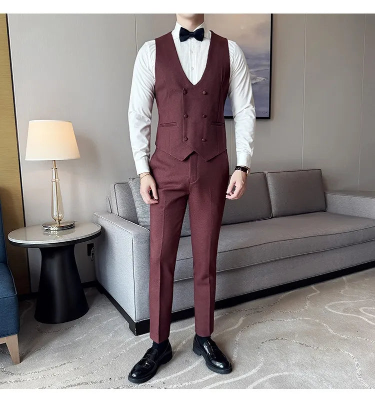 Men's Slim Fit 3-Piece Suit for Weddings, Parties & Formal Occasions – White, Red, Black