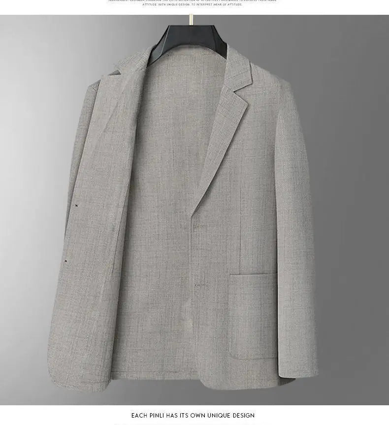 30% Linen Blazer - Men's Fashionally Fit Business Formal Wedding Gentleman English Style Breathable Versatile Casual Blazer