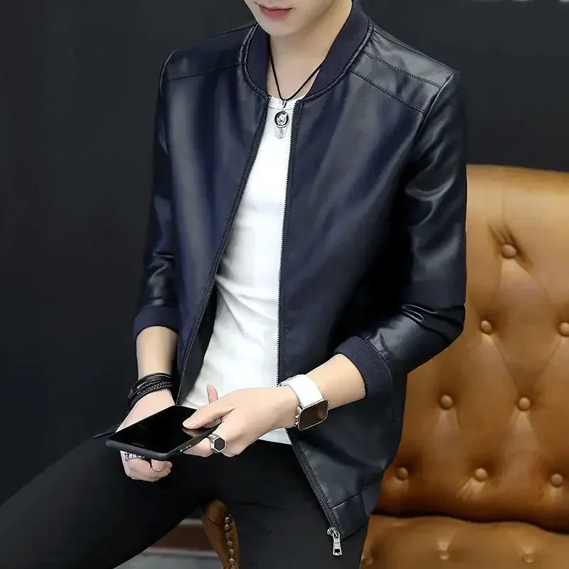 Brown Casual Men's Suit Jackets Trendy 2025 Korean Style Clothes Male Leather Blazer Single Models Luxury Designer Menswear Coat