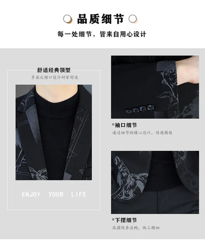 Blazer Autumn and Winter Men's Fashion Business Outdoor Travel Checkered Wedding Youth Slimming Casual High Formal Wear Blazer