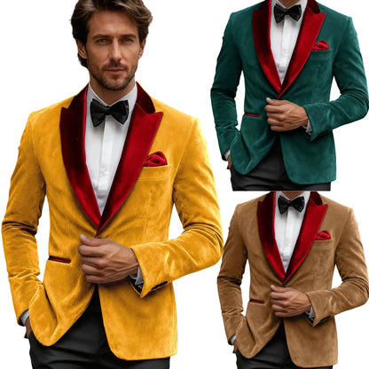 Luxury Burgundy Velvet Men's Blazer Suits Single Breasted Black Shawl Lapel Slim Fit Men Sport Coats Formal Wedding Groom Jacket