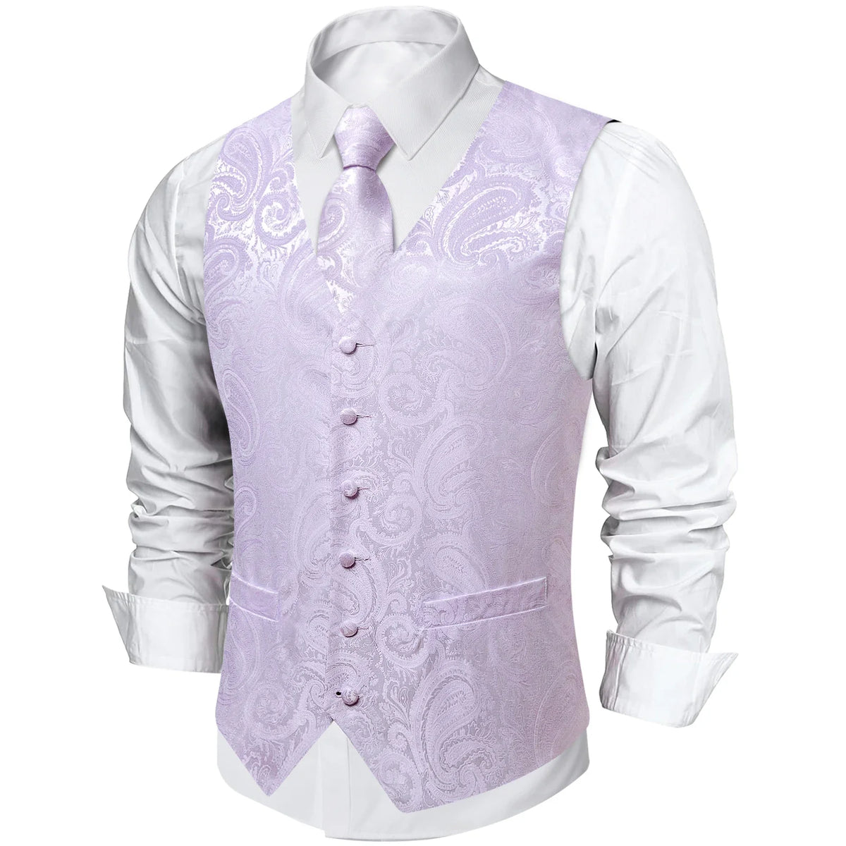 Men's Paisley Suit Vest with Tie and Handkerchief Set for Wedding and Prom