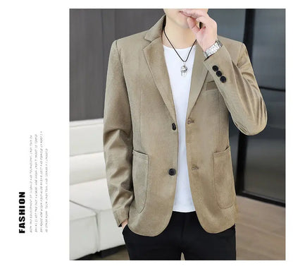 Blazer's New Men's Fashion Outdoor Travel Camping Youth Wedding Hosting Campus Slimming Casual Solid Color Korean Version Blazer
