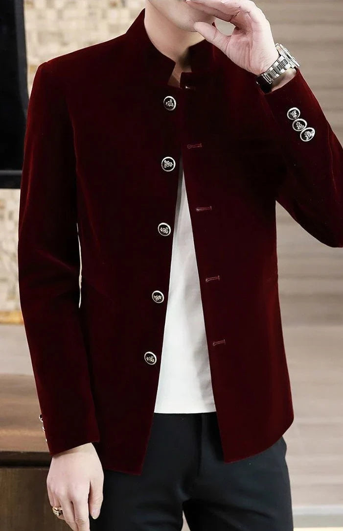 Slim Fit Velvet Man Suits and Blazers Single Models Clothing Korean Style Clothes Gentleman Elegant Jacket for Men New in Coats