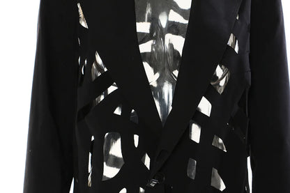Women Chic Blazer Hollow Out Niche Design Single Button Notched Collar High-end Jacket Fashion Coat New Spring 2026 HK19476