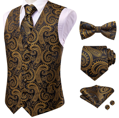 Men's Vest 5-Piece Paisley Double Breasted Waistcoat Set for Weddings and Formal Events