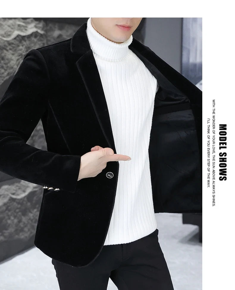2025 Autumn Suit Men's Fashion Handsome Trend All Matching Woolen Youth Slim Small Suit Dress Single West Coat Coat  M-4XL